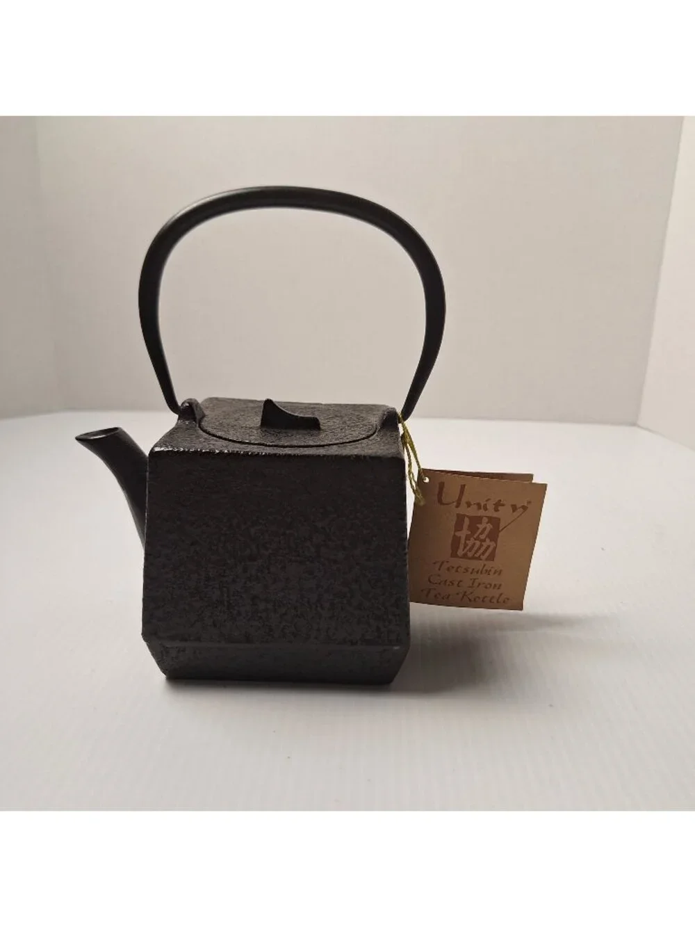 UNITY BRAND TETSUBIN SQUARE CUBE CAST IRON TEAPOT KETTLE MADE IN JAPAN VINTAGE
